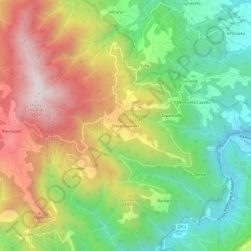 Mappa topografica Croce-Stazzana, altitudine, rilievo