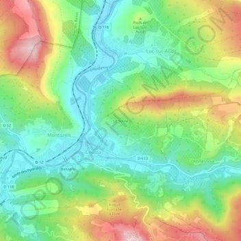 Mappa topografica Le Soula, altitudine, rilievo