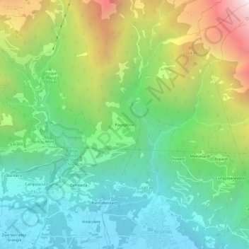 Mappa topografica Pavaglione, altitudine, rilievo