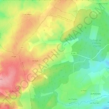 Mappa topografica La Palue, altitudine, rilievo
