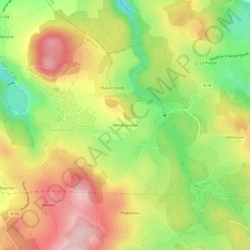 Mappa topografica Montmoulard, altitudine, rilievo