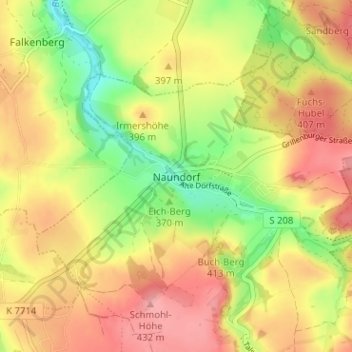 Mappa topografica Naundorf, altitudine, rilievo
