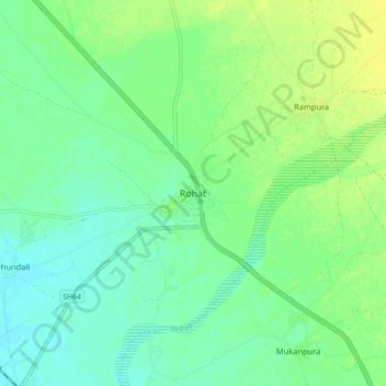 Mappa topografica Rohat, altitudine, rilievo