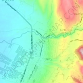 Mappa topografica Ayora, altitudine, rilievo
