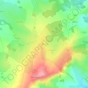 Mappa topografica Champ Froment, altitudine, rilievo