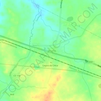 Mappa topografica Catuana, altitudine, rilievo
