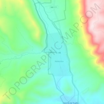 Mappa topografica Vallecitos, altitudine, rilievo