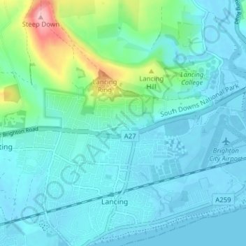 Mappa topografica North Lancing, altitudine, rilievo
