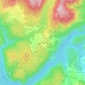 Mappa topografica Galez, altitudine, rilievo