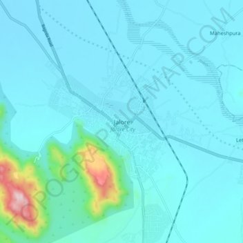 Mappa topografica Jalore, altitudine, rilievo