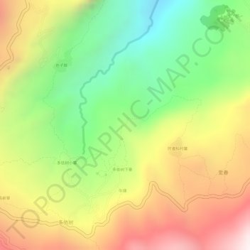 Mappa topografica 多依树下寨, altitudine, rilievo