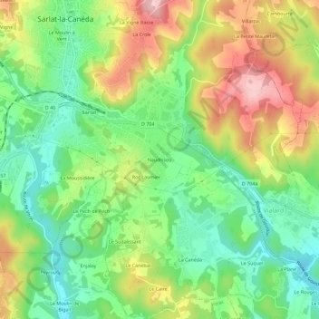 Mappa topografica Naudissou, altitudine, rilievo