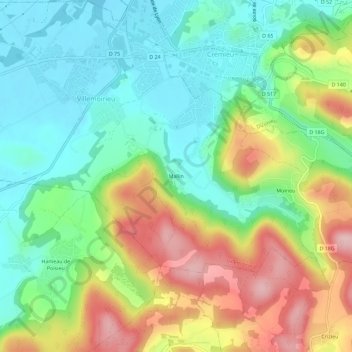 Mappa topografica Mallin, altitudine, rilievo