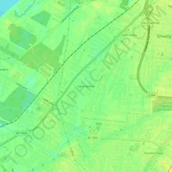Mappa topografica Saint Dennis, altitudine, rilievo