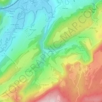 Mappa topografica Louadey, altitudine, rilievo