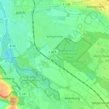 Mappa topografica Lorsbeck, altitudine, rilievo