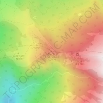 Mappa topografica Monte l'Inversaturo, altitudine, rilievo