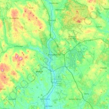 Mappa topografica Manchester, altitudine, rilievo