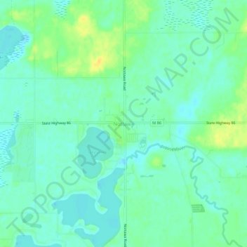 Mappa topografica Nottawa, altitudine, rilievo