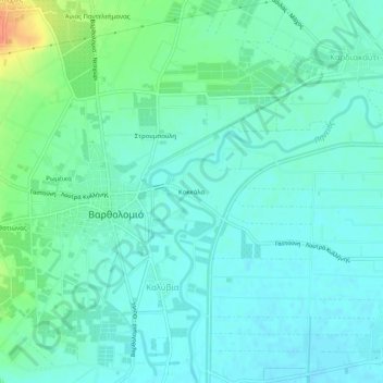 Mappa topografica Kokkala, altitudine, rilievo