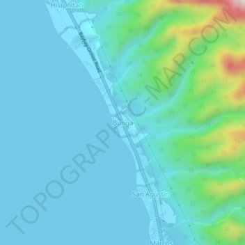 Mappa topografica Bunga, altitudine, rilievo