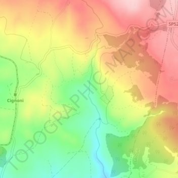 Mappa topografica Funtana Is Arinus, altitudine, rilievo