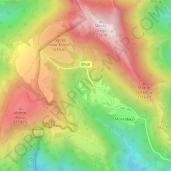Mappa topografica Lago, altitudine, rilievo