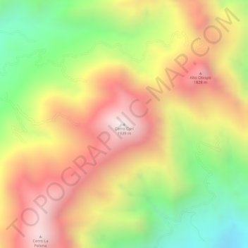 Mappa topografica Cerro Curí, altitudine, rilievo
