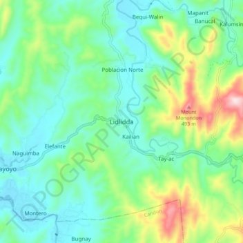 Mappa topografica Lidlidda, altitudine, rilievo