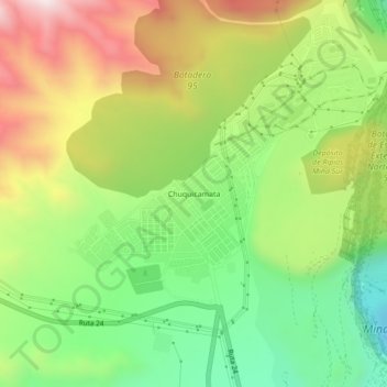 Mappa topografica Chuquicamata, altitudine, rilievo