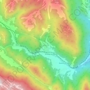 Mappa topografica Vigliano, altitudine, rilievo