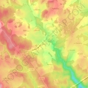 Mappa topografica Châlons, altitudine, rilievo
