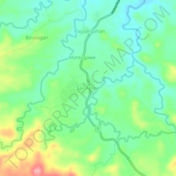 Mappa topografica San Felipe, altitudine, rilievo