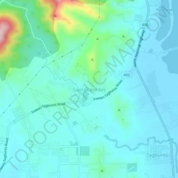 Mappa topografica Santa Lourdes, altitudine, rilievo