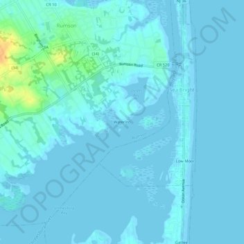 Mappa topografica Waterloo, altitudine, rilievo