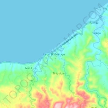 Mappa topografica Leon B. Postigo, altitudine, rilievo