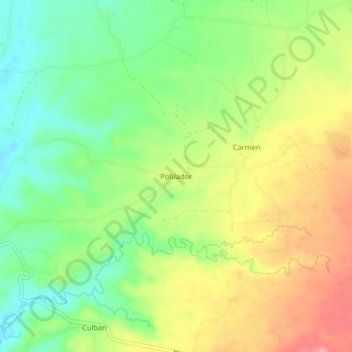 Mappa topografica Poblador, altitudine, rilievo