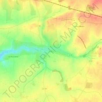 Mappa topografica Oigny, altitudine, rilievo