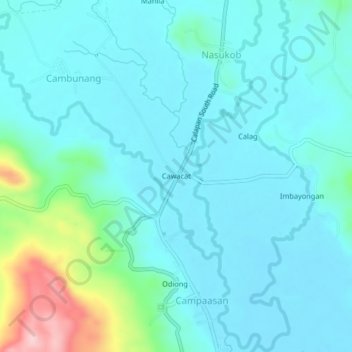 Mappa topografica Cawacat, altitudine, rilievo