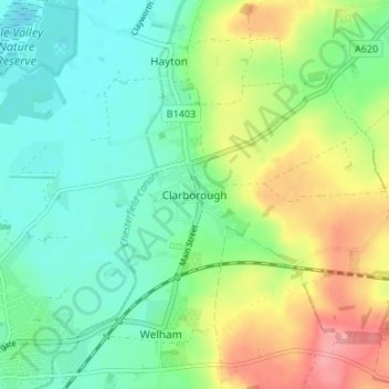 Mappa topografica Clarborough, altitudine, rilievo