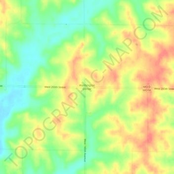 Mappa topografica Washington Center, altitudine, rilievo
