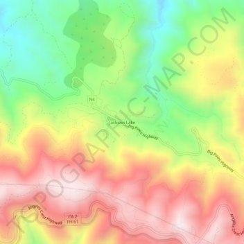 Mappa topografica Jackson Lake, altitudine, rilievo