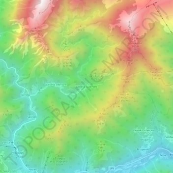 Mappa topografica Valbella Superiore, altitudine, rilievo