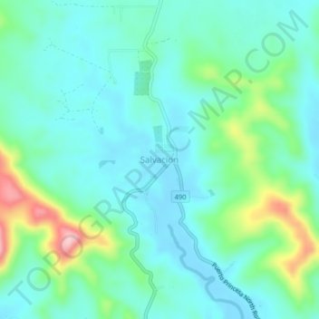 Mappa topografica Salvacion, altitudine, rilievo