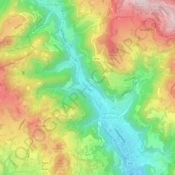 Mappa topografica San Pietro Vecchio, altitudine, rilievo