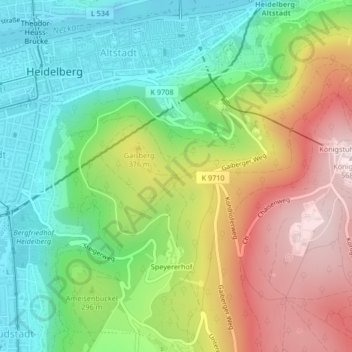 Mappa topografica Sprunghöhe, altitudine, rilievo