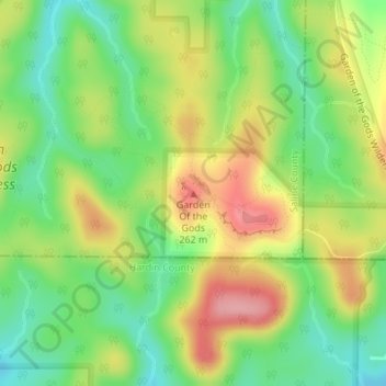 Mappa topografica Garden Of the Gods, altitudine, rilievo