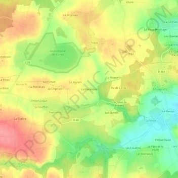 Mappa topografica La Morandais, altitudine, rilievo