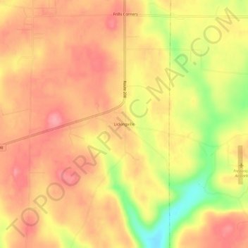Mappa topografica Lickingville, altitudine, rilievo