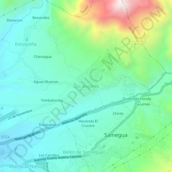 Mappa topografica Los Angeles, altitudine, rilievo